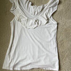Lily Pulitzer White Tank Top with Ruffles Cotton Blend Size S